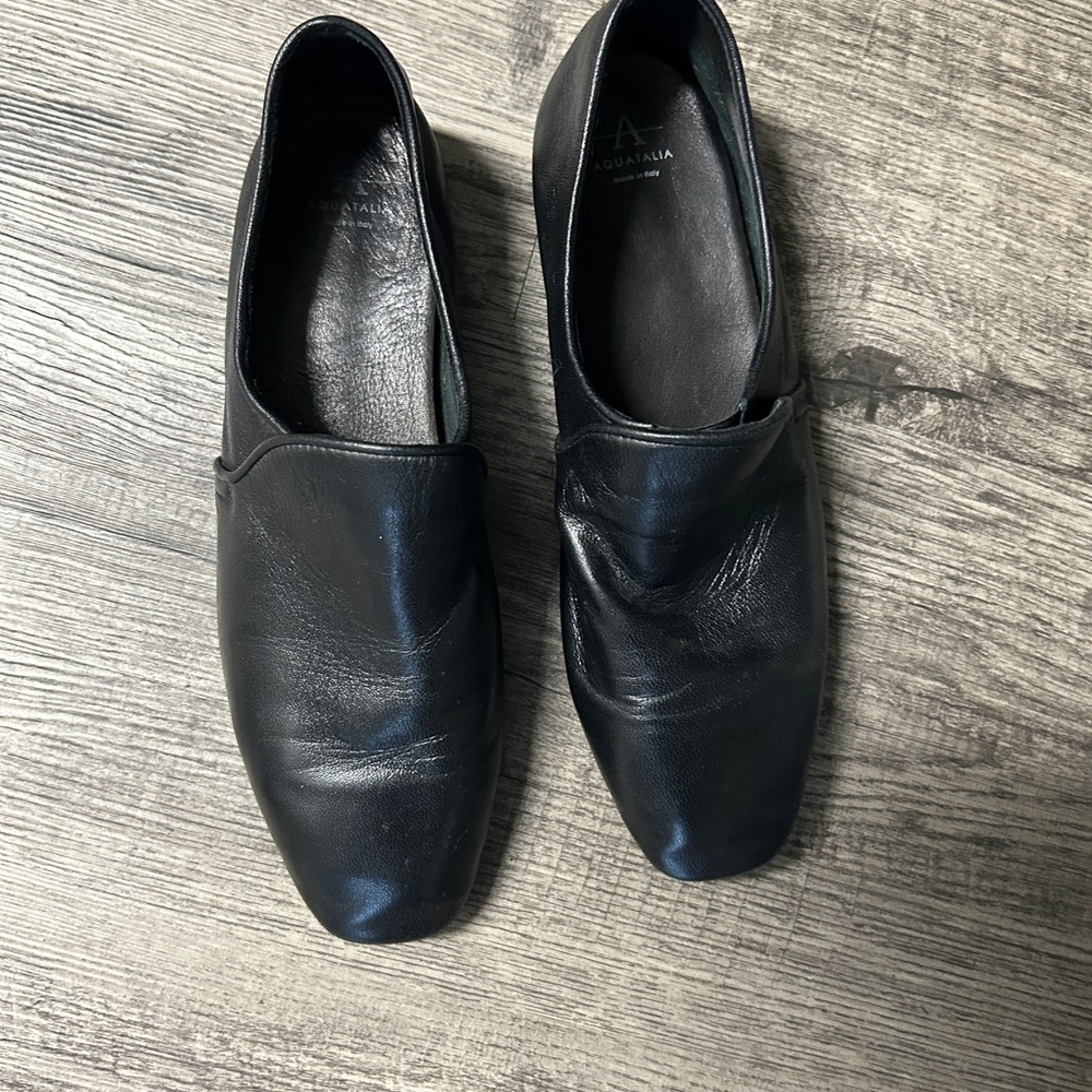 Aquatalia Black Leather Flats